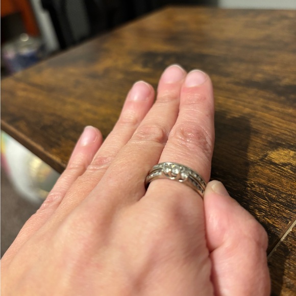 Zales White Gold Wedding And Engagement Ring Set - Picture 2 of 6